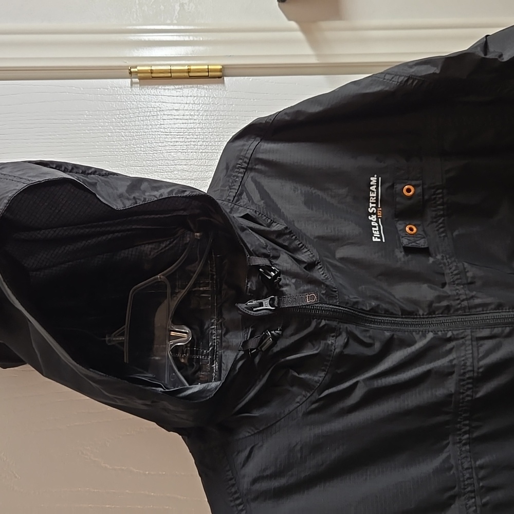 Black Hooded Rain Jacket by Field And Stream - Picture 2 of 10